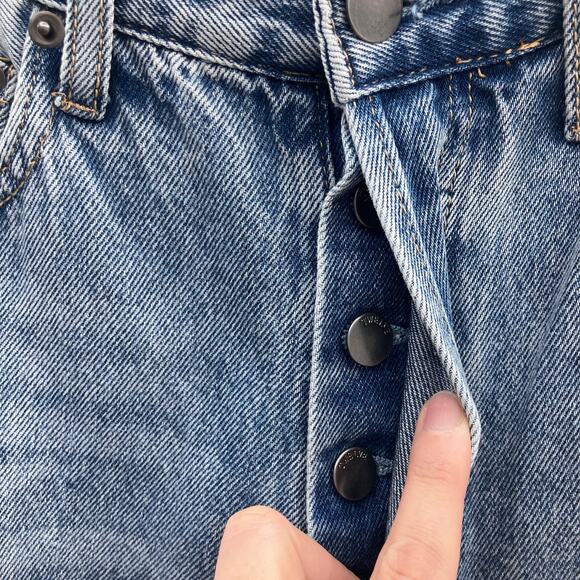 Twelve By Ontwelfth Medium Wash Blue Button Fly Distressed Boyfriend Denim Jean - Picture 7 of 7